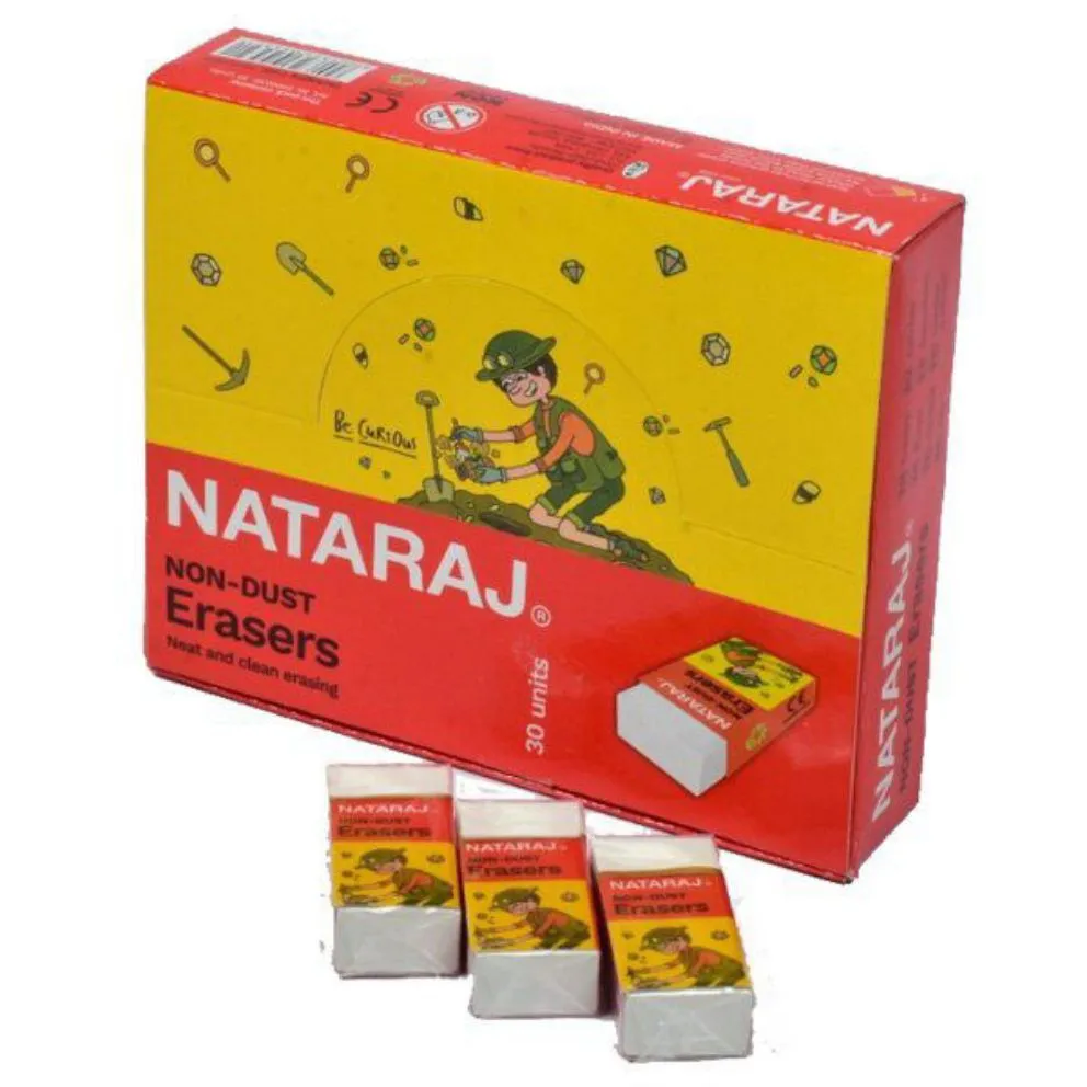 Nataraj Non Dust Erasers (1Box/30Pcs)